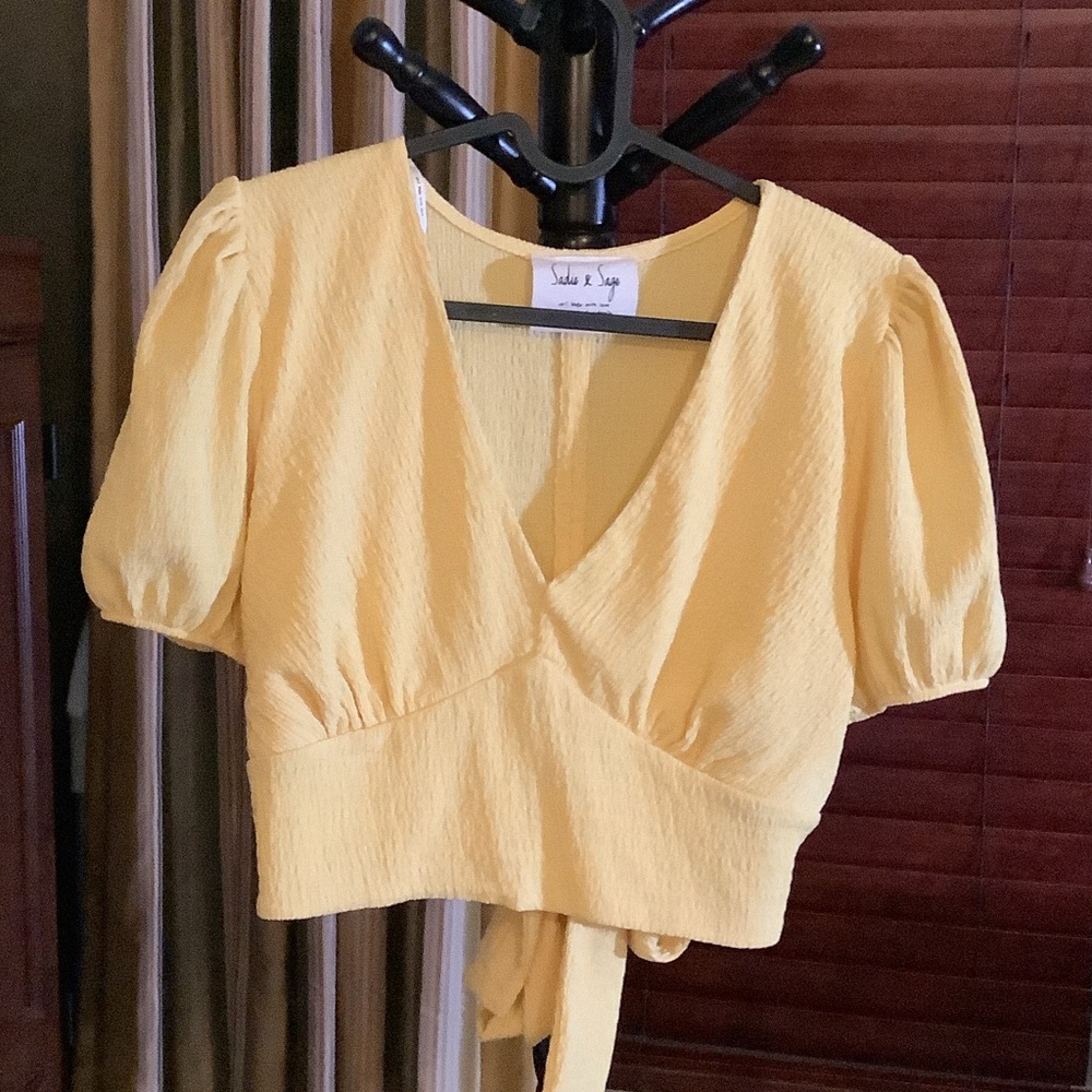 Sabo Skirt Sunny Yellow Wrap Blouse - Picture 2 of 4